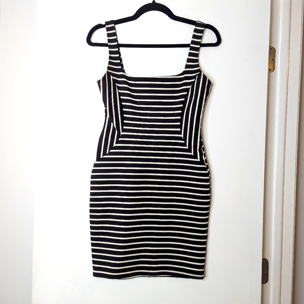 EUC iris Black and White Striped Tank Dress